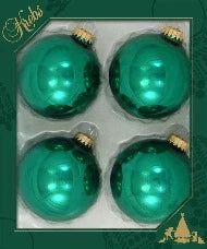 Glass Ball Boxed, Set Of 4 - Emerald Green