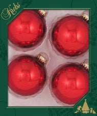 Glass Ball Boxed, Set Of 4- Red