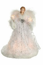 14" Lit Angel In White Dress Tree Topper