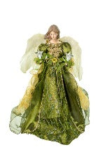 16" Lit Angel In Green Dress Tree Topper