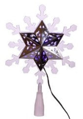 9" 6 Point Lit Snowflake And Star Tree Topper