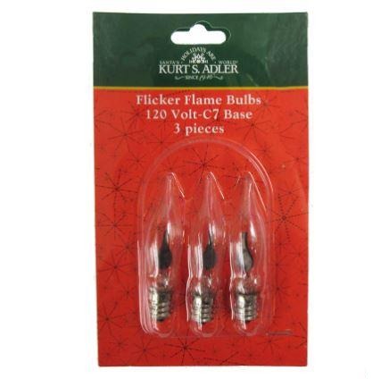 C7 Replacement Flicker Flame Light Bulbs, Set Of 3