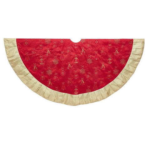 60" Red And Gold Embossed Tree Skirt