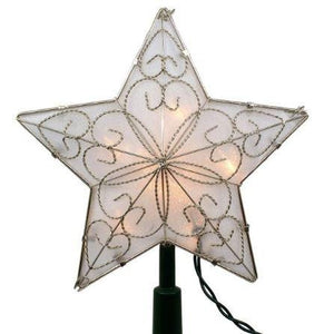 11" 5 Point Lit Silver Star Tree Topper