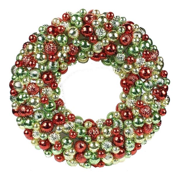 16.5" Red, Green And Gold Ball Wreath