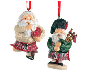 Assorted Scottish Santa Ornament, INDIVIDUALLY SOLD