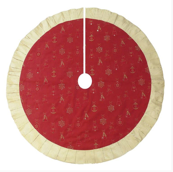 60" Red And Gold Embossed Tree Skirt