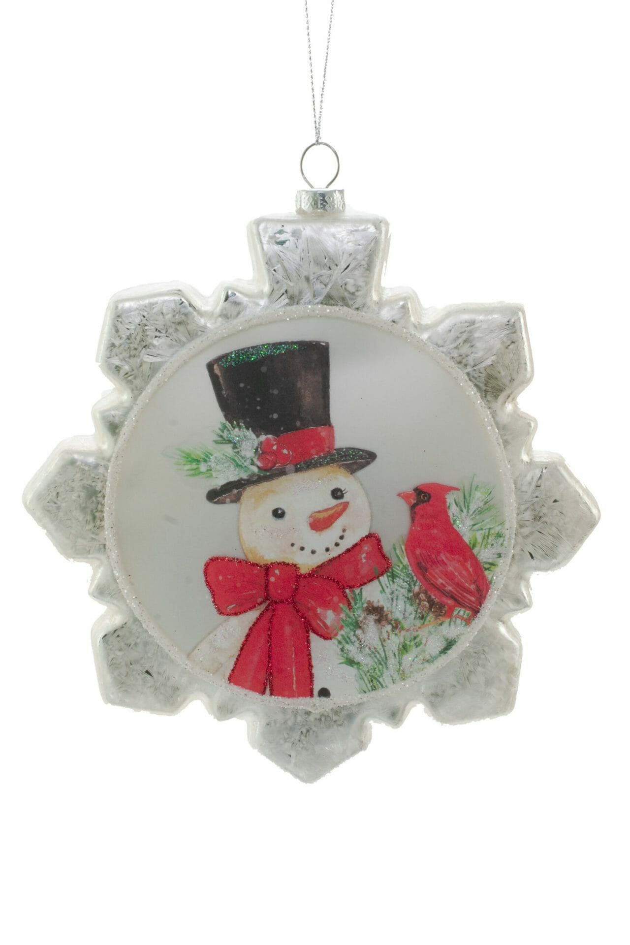 Snowflake With Snowman Ornament
