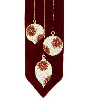 Poinsettia Ornaments Table Runner