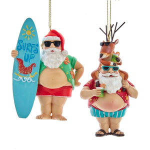 Assorted Beach Belly Santa Ornament, INDIVIDUALLY SOLD