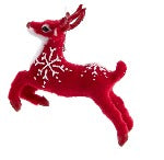 Flocked Deer Ornament