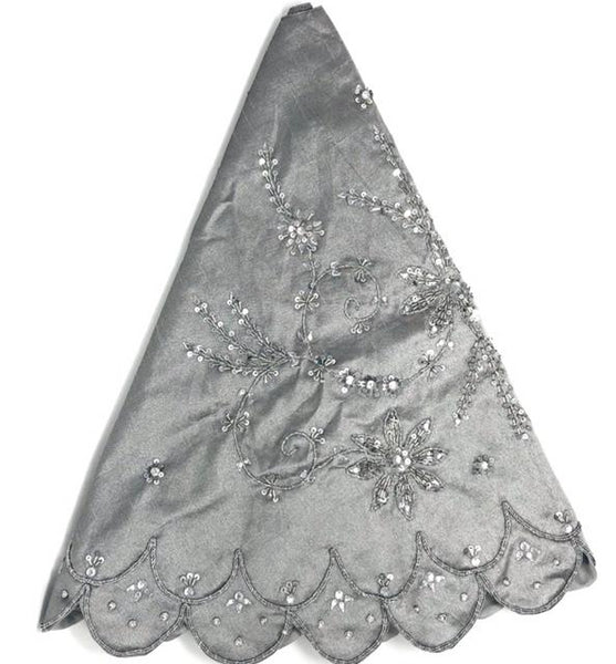 48" Silver Sequin And Beaded Tree Skirt