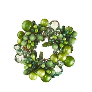 3.5" Green Beaded Taper Candle Ring