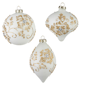 Assorted White And Gold Flower Ball, INDIVIDUALLY SOLD