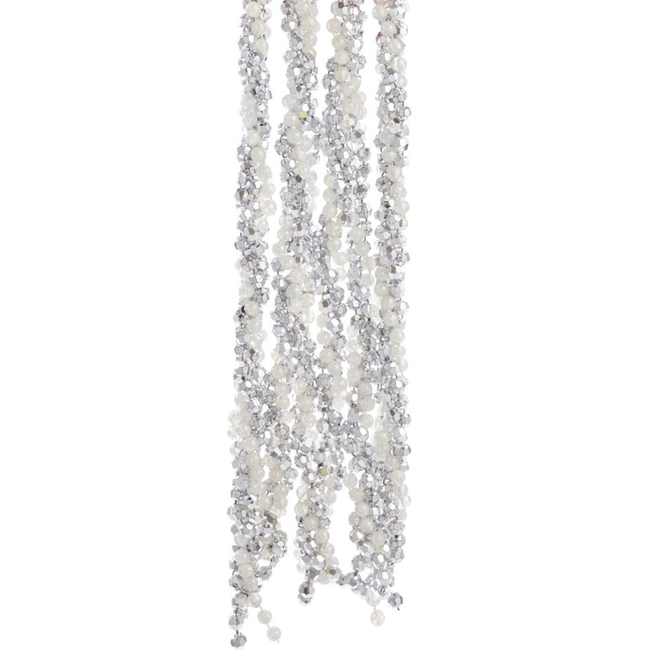 9' Silver Twisted Beaded Garland