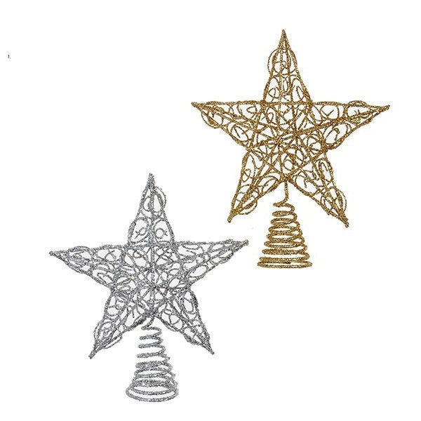 6" 5 Point Assorted Non Lit Star Tree Topper, INDIVIDUALLY SOLD