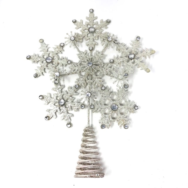 13.5" 5 Point Non Lit Multi Snowflake Beaded Star Tree Topper