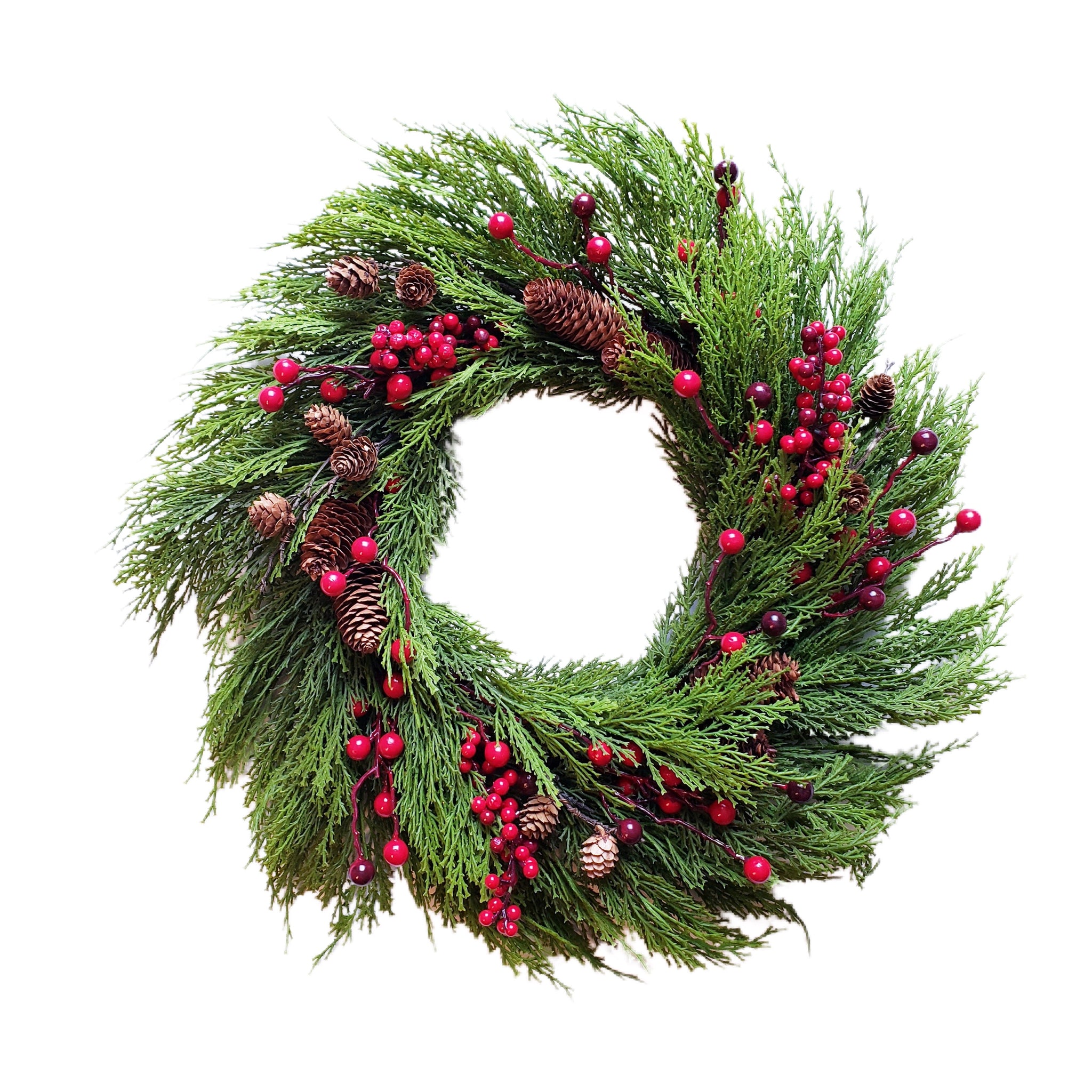24" Pine With Berry Wreath