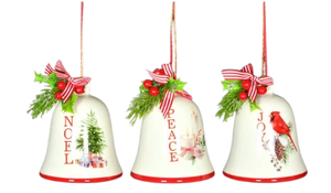 Assorted Sentiment Christmas Bell Ornament, INDIVIDUALLY SOLD
