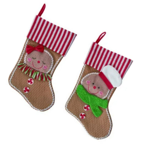 Assorted 11" Gingerbread Stocking. INDIVIDUALLY SOLD