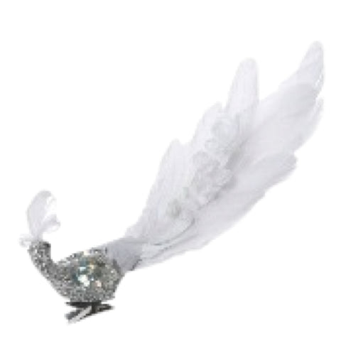 Silver Glitter Clip On Bird Ornament