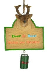 Hunting Deer And Beer Dangle Ornament