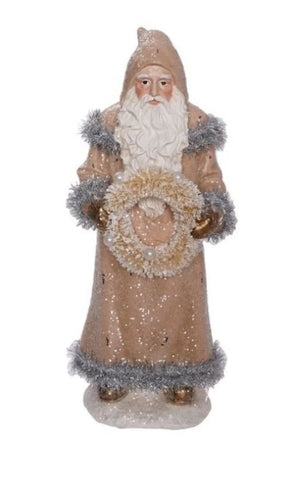 12.5" Small Santa Holding Wreath Figurine