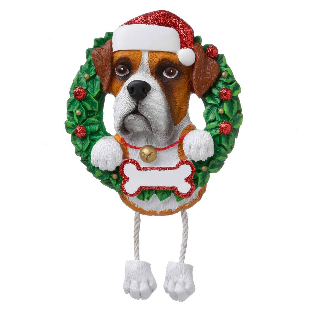 Dog In Wreath:  Boxer