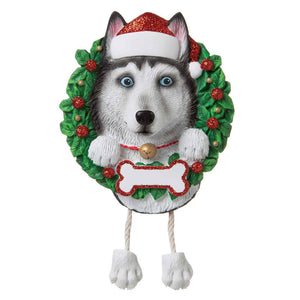 Dog In Wreath: Siberian Husky