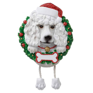 Dog In Wreath: White Poodle