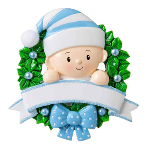 Baby's First Boy in Wreath Ornament