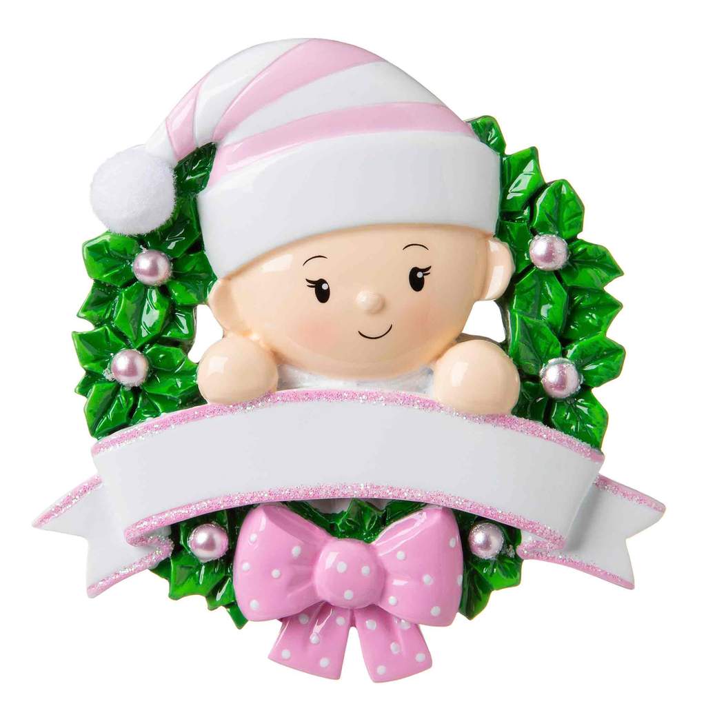 Baby's First Girl In Wreath Ornament