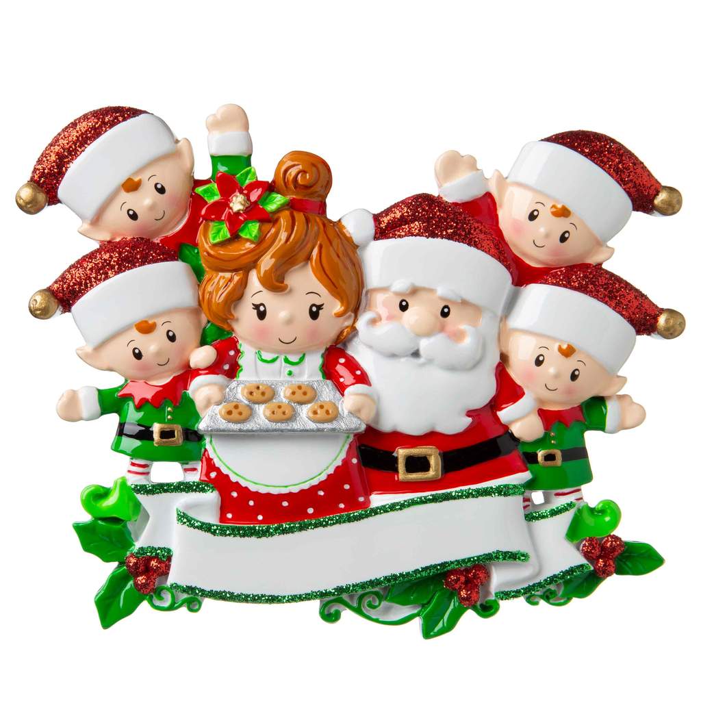 Mr. And Mrs. Claus Family Of 6 Ornament