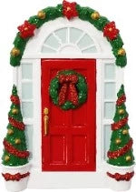 Red Door With Wreath Ornament