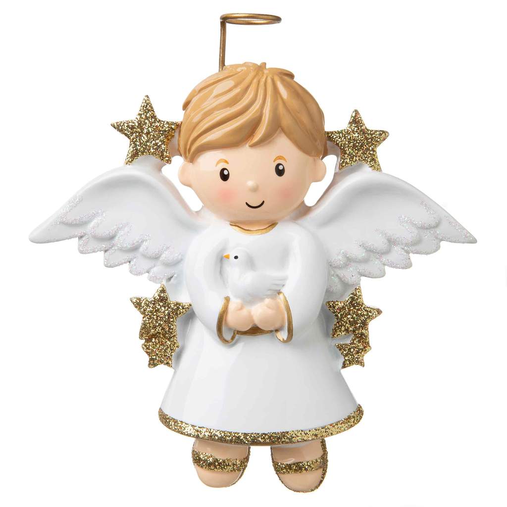 Boy Angel With Dove Ornament