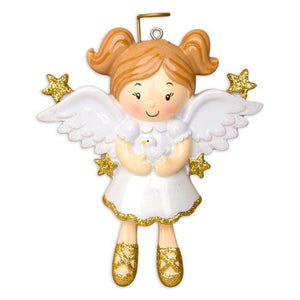 Girl Angel With Dove Ornament