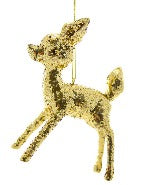 Gold Glittered Deer Ornament