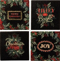 Christmas Sentiment Coaster Set Of 4