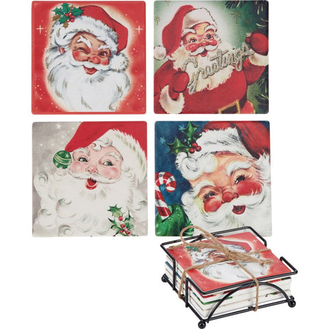 Santa Face Coaster Set Of 4