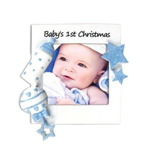 Baby's First Christmas Picture Frame Boy Ornament