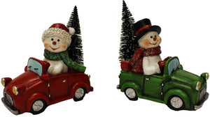 Assorted Snowman In Car Figurine, INDIVIDUALLY SOLD