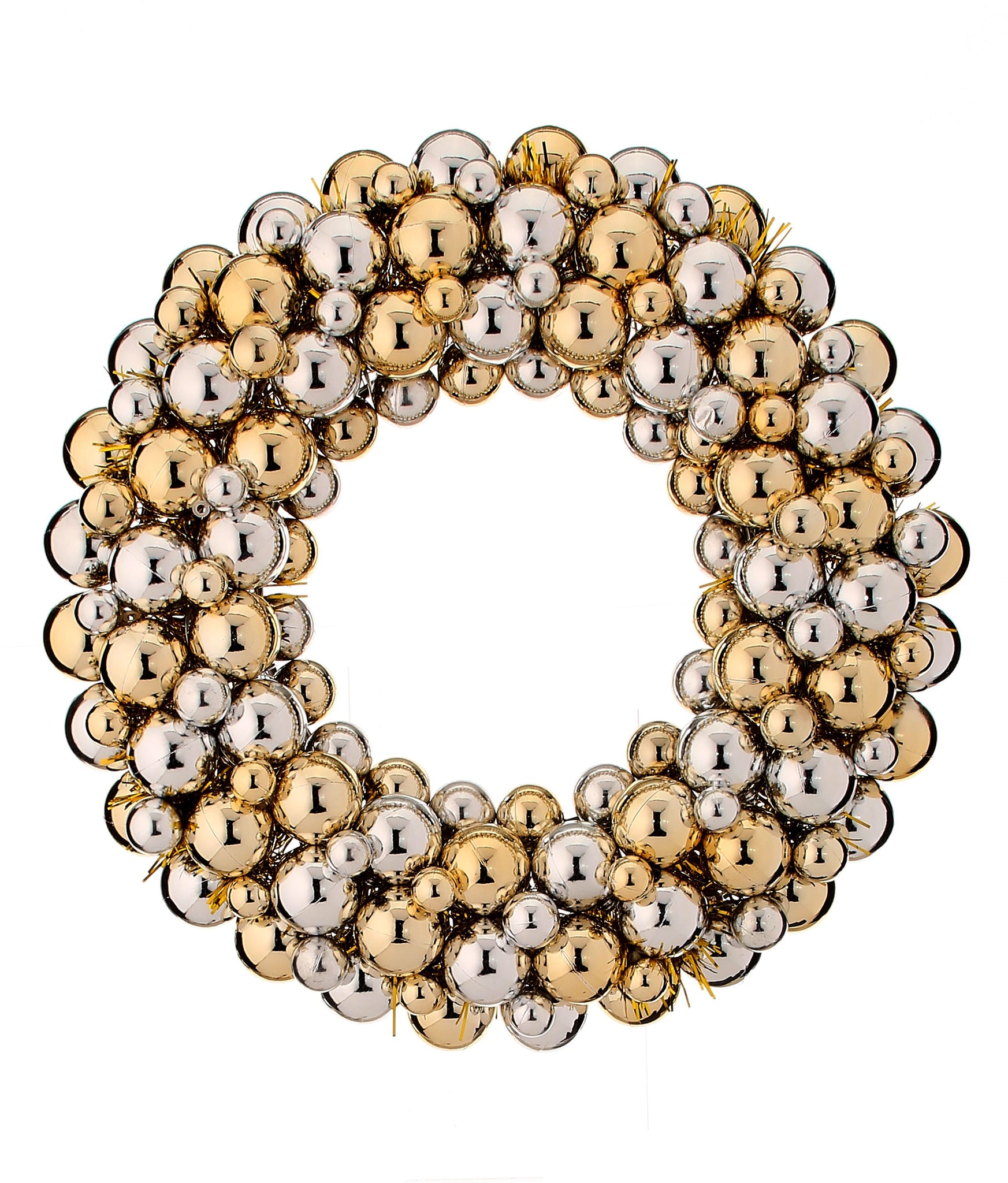 16" Silver And Gold Ball Wreath