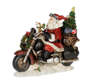 Santa On Motorcycle Figurine