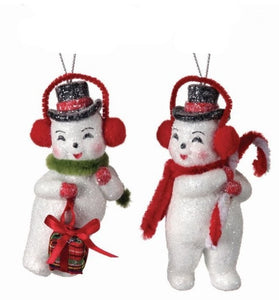 Assorted Retro Snowman Ornament, INDIVIDUALLY SOLD