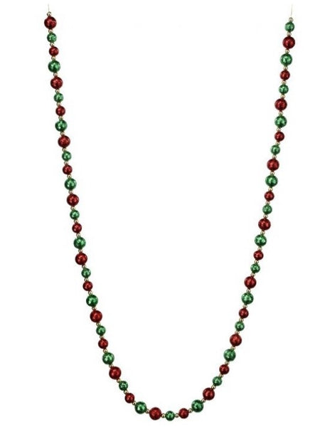 6' Red And Green Beaded Garland