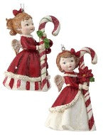 Assorted Angel With Candy Cane Ornament, INDIVIDUALLY SOLD