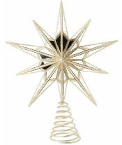12" 10 Point Non Lit Gold Mirrored Star Tree Topper