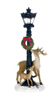 Deer With Lamp Post Figurine