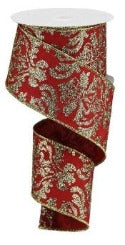 Red And Gold Damask Ribbon
