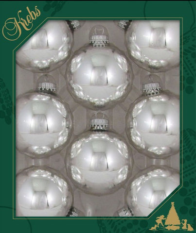 Glass Ball Boxed, Set of 8 - Silver